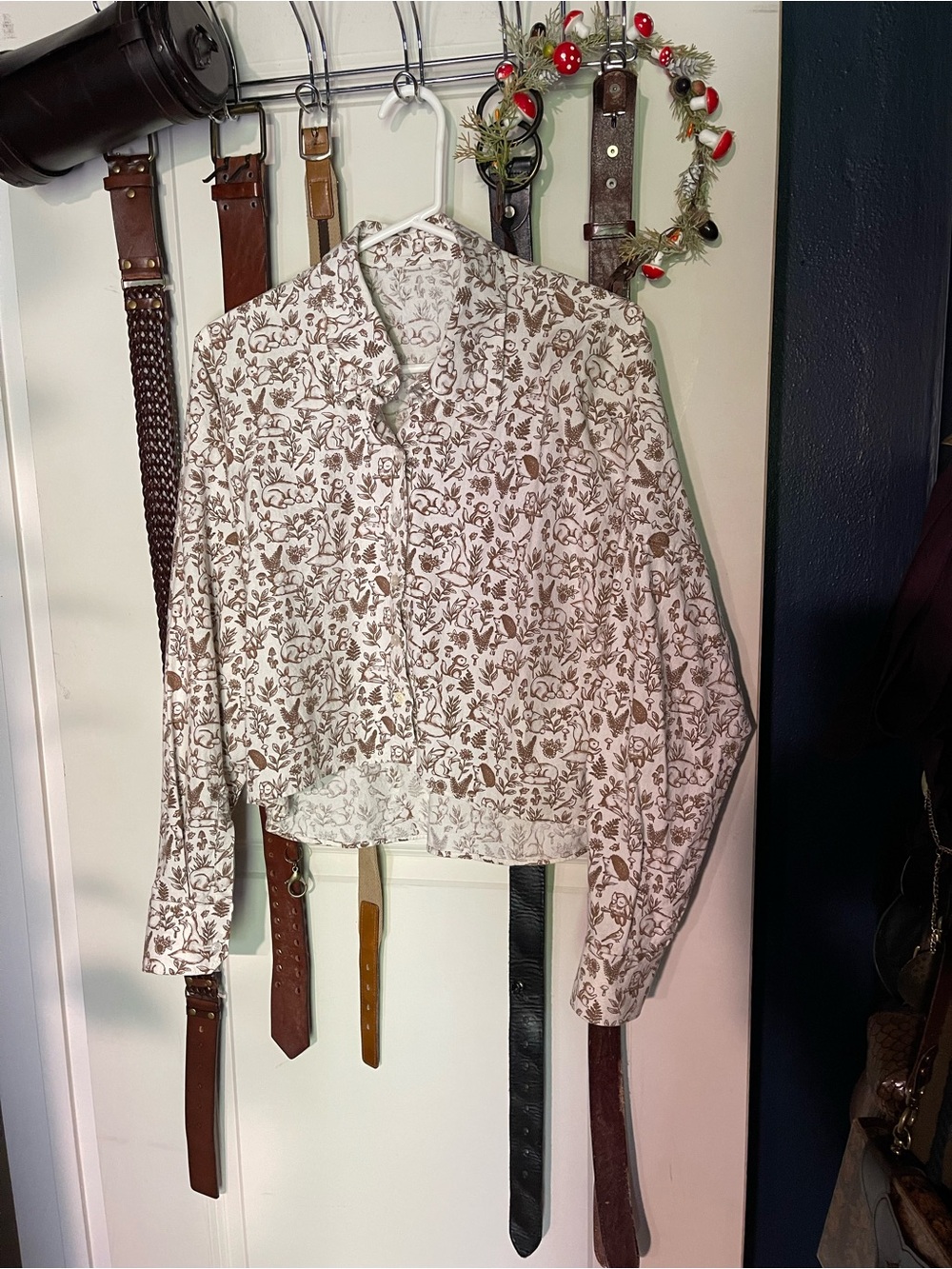 Woodland Button-down Shirt - White & Brown